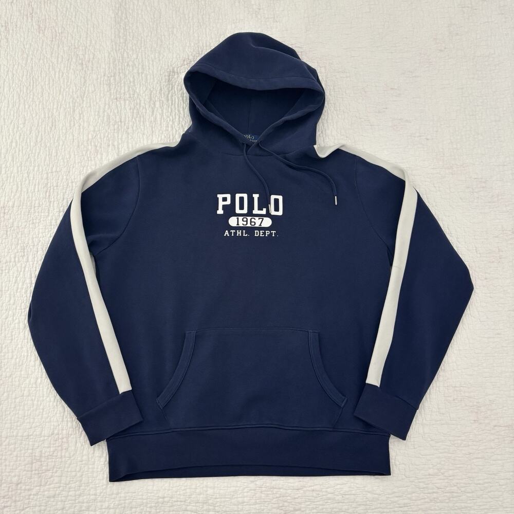 Mens Polo Ralph Lauren Athletic Dept 1967 Navy Fleece Hoodie size Large